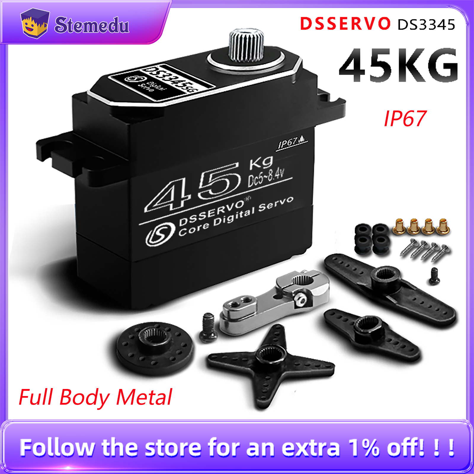 Kids Toys Remote Car - Dsservo IP67 Waterproof Servo 45KG Aluminum