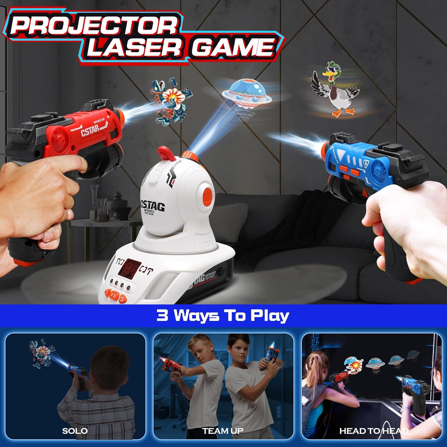 CSTAG Projector Duck UFO Hunti - Laser Tag Set Kids 评论和价格