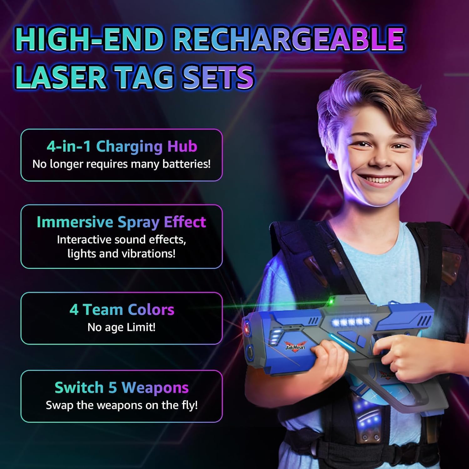 Laser Tag Set with Vests for 4 - Laser Tag Set Kids 评论和价格