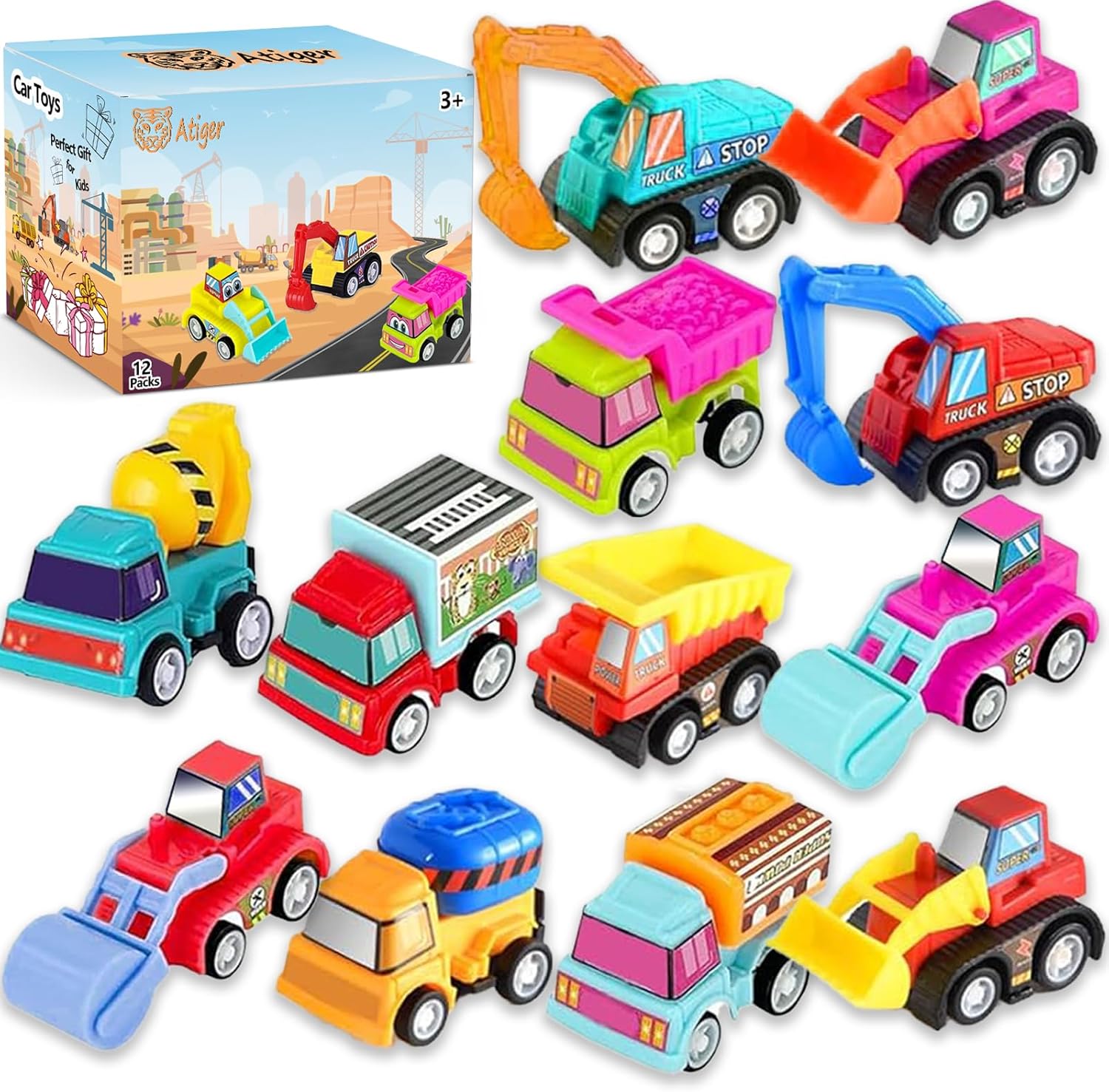 12pcs Pull Back Cars Truck Veh - Kids Toys Car 评论和价格