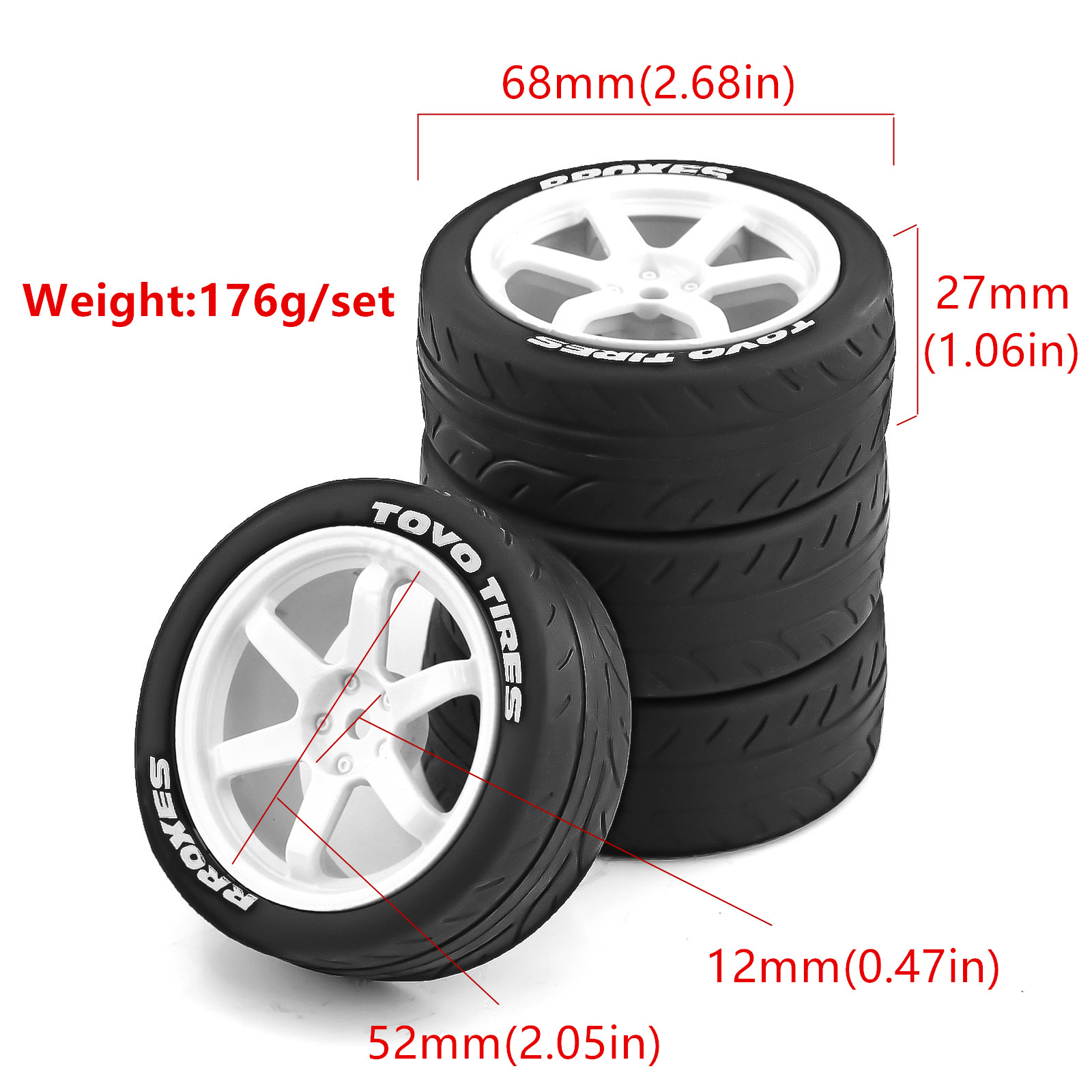 1/10 RC On Road Tires Rubber R - Kids Toys Remote Car 评论和价格