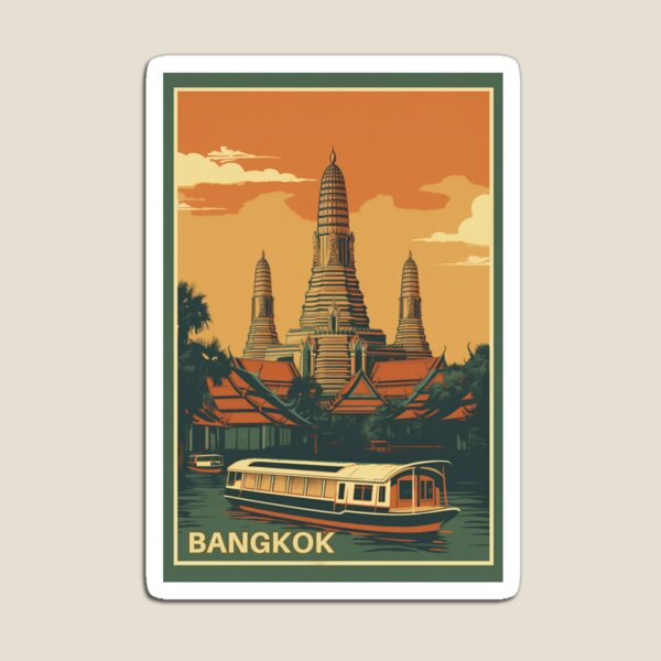 Bangkok Vintage Poster  Magnet - Kids Toys Bangkok 评论和价格